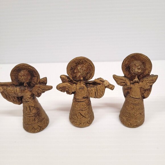 Gold Angels Hanging Instruments Lot 6 Italy Vintage 3 are 3'' & 3 are 3.75'' - Picture 8 of 14